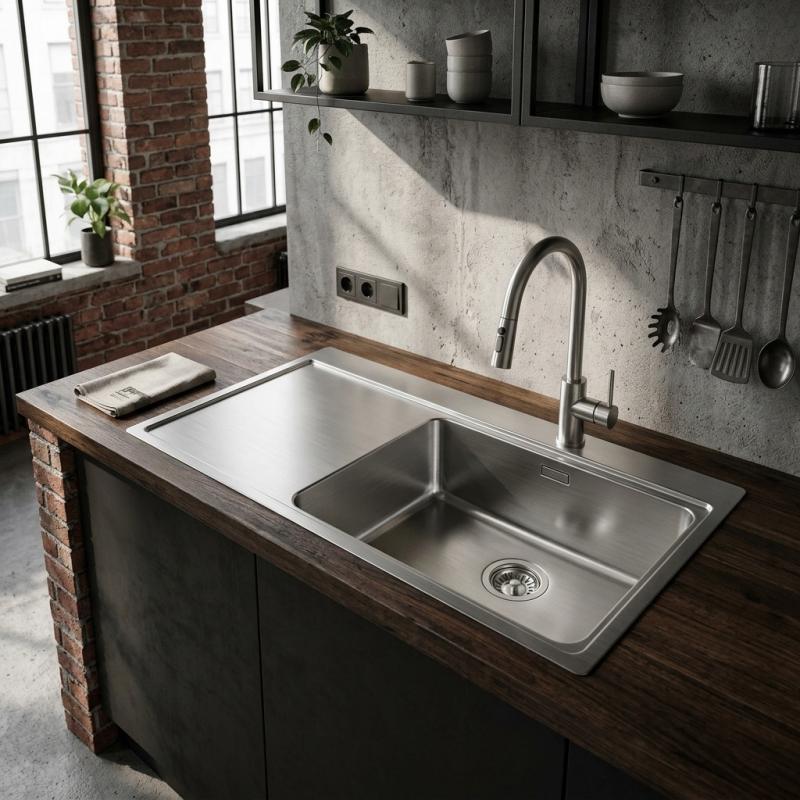 Pure.Sink Comfort RVS spoelbak met afdruipgedeelte 86x52 cm Tapwing rechts PCM5086RT-02